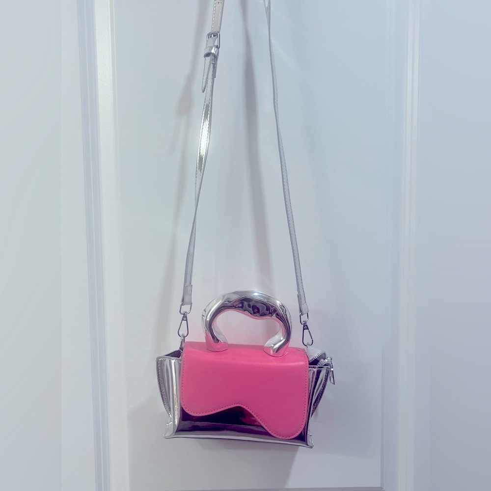 Pink and chrome purse